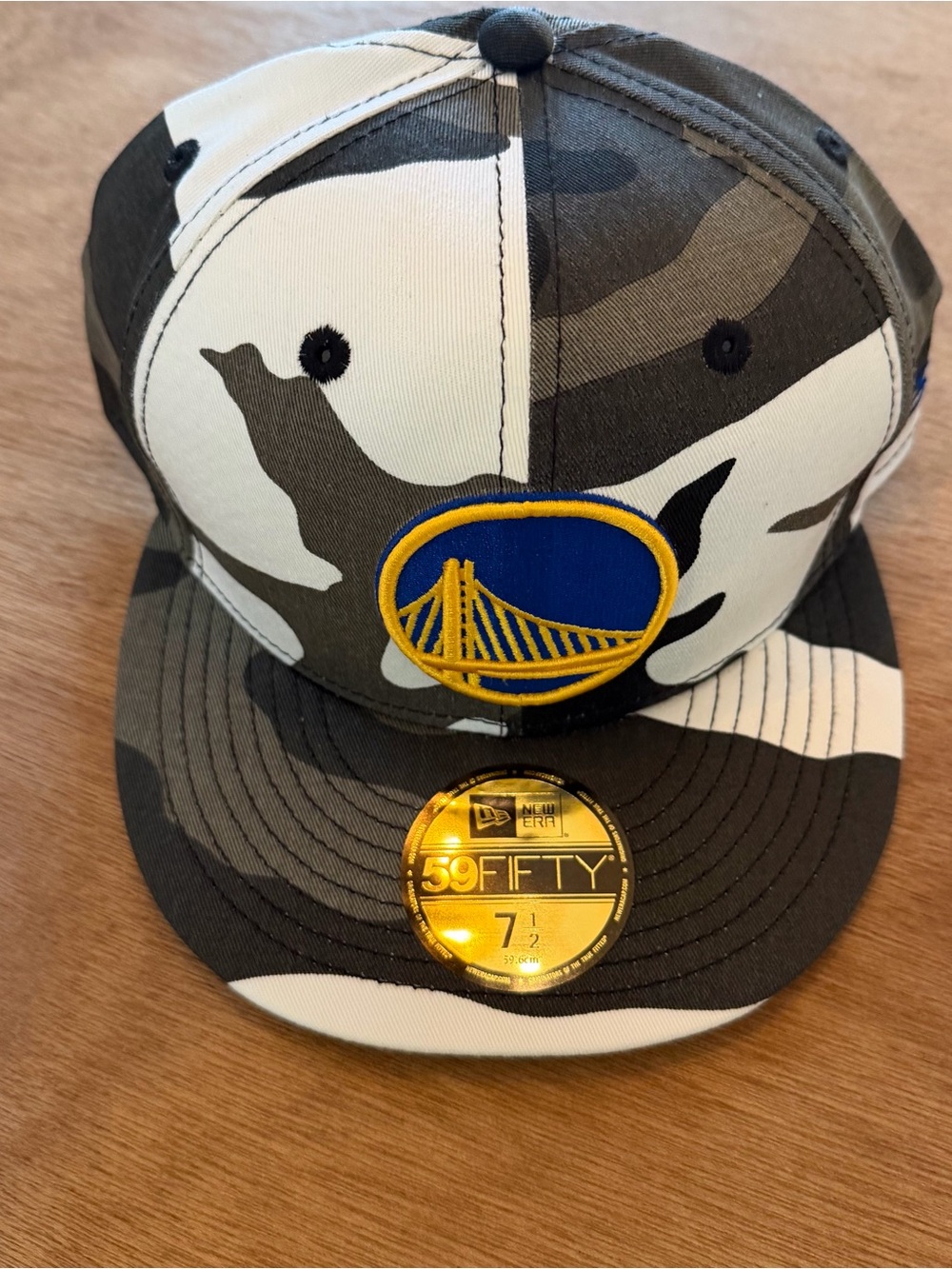 New Era Golden State Warriors Snow Camo 59FIFTY fitted hat Cap Size 7.5 7 1/2